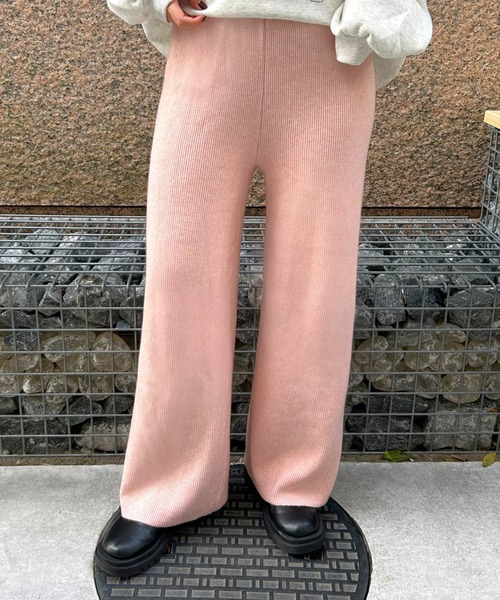 LAC-VERT（ラック・ヴェール）の「裏起毛リブニットパンツ（その他パンツ・レディース・ベージュ/ピンク/ブラック/オフホワイト/チャコールグレー・FREE）」の5枚目の写真
