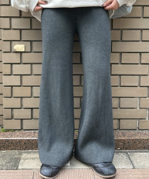 LAC-VERT（ラック・ヴェール）の「裏起毛リブニットパンツ（その他パンツ・レディース・ベージュ/ピンク/ブラック/オフホワイト/チャコールグレー・FREE）」の3枚目の写真