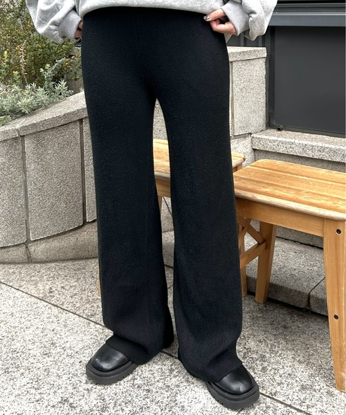 LAC-VERT（ラック・ヴェール）の「裏起毛リブニットパンツ（その他パンツ・レディース・ベージュ/ピンク/ブラック/オフホワイト/チャコールグレー・FREE）」の2枚目の写真