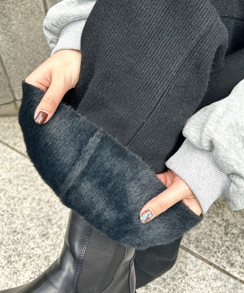 LAC-VERT（ラック・ヴェール）の「裏起毛リブニットパンツ（その他パンツ・レディース・ベージュ/ピンク/ブラック/オフホワイト/チャコールグレー・FREE）」の10枚目の写真