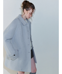 Boucle Stitch Half Coat, Light Blue