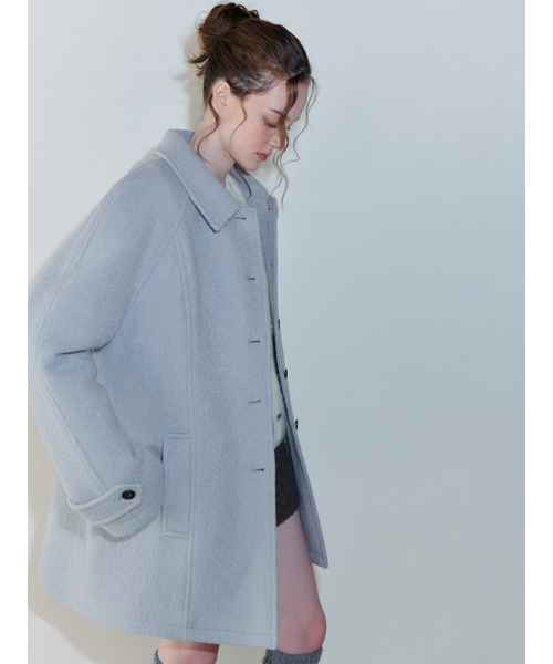 ETMON(エトモン)の「Boucle Stitch Half Coat, Light Blue(チェスターコート・レディース・その他・F)」の1枚目の写真