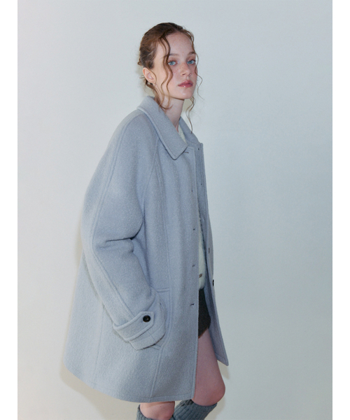 ETMON(エトモン)の「Boucle Stitch Half Coat, Light Blue(チェスターコート・レディース・その他・F)」の2枚目の写真