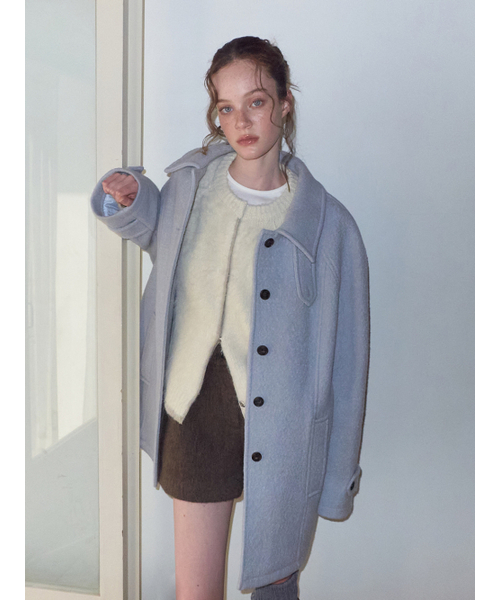 ETMON(エトモン)の「Boucle Stitch Half Coat, Light Blue(チェスターコート・レディース・その他・F)」の3枚目の写真