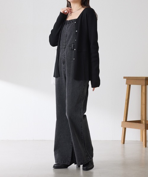 COLLAGE GALLARDAGALANTE（コラージュガリャルダガランテ）の「Q.anos/フレアデニムロンパース（サロペット/オーバーオール・レディース・ブルー/ブラック・FREE）」の16枚目の写真