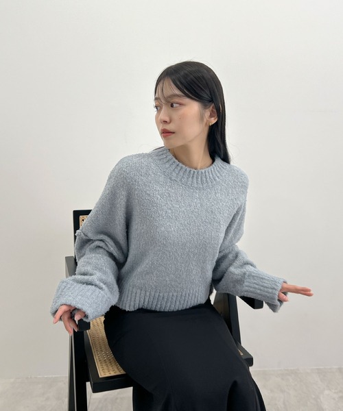 Futier land(フューティアランド)の「ワイドスリーブブークレニット(ニット/セーター・レディース・オフホワイト/ライトグレー/ブルー・MEDIUM)」の5枚目の写真