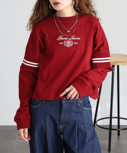 GUESS JEANS(ゲスジーンズ)の「GUESS JEANS リブクルーネックスウェットシャツ(スウェット・レディース・ブラック/ホワイト/レッド・M/L/S/XS)」の3枚目の写真