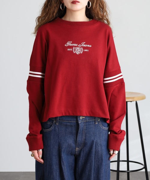 GUESS JEANS(ゲスジーンズ)の「GUESS JEANS リブクルーネックスウェットシャツ(スウェット・レディース・ブラック/ホワイト/レッド・M/L/S/XS)」の15枚目の写真