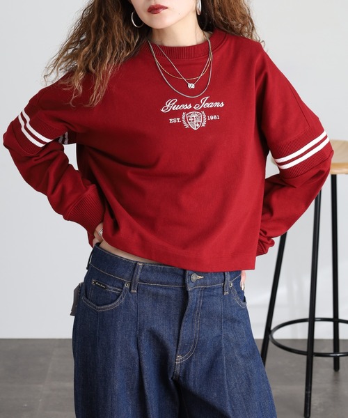 GUESS JEANS(ゲスジーンズ)の「GUESS JEANS リブクルーネックスウェットシャツ(スウェット・レディース・ブラック/ホワイト/レッド・M/L/S/XS)」の22枚目の写真