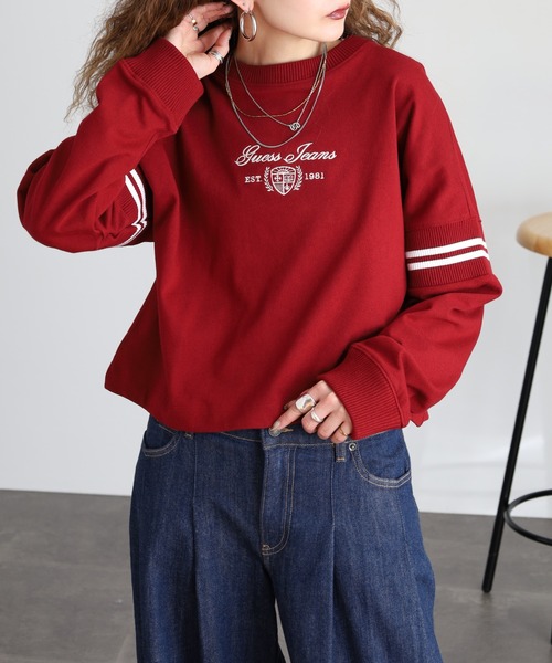GUESS JEANS(ゲスジーンズ)の「GUESS JEANS リブクルーネックスウェットシャツ(スウェット・レディース・ブラック/ホワイト/レッド・M/L/S/XS)」の11枚目の写真