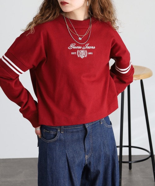 GUESS JEANS(ゲスジーンズ)の「GUESS JEANS リブクルーネックスウェットシャツ(スウェット・レディース・ブラック/ホワイト/レッド・M/L/S/XS)」の12枚目の写真