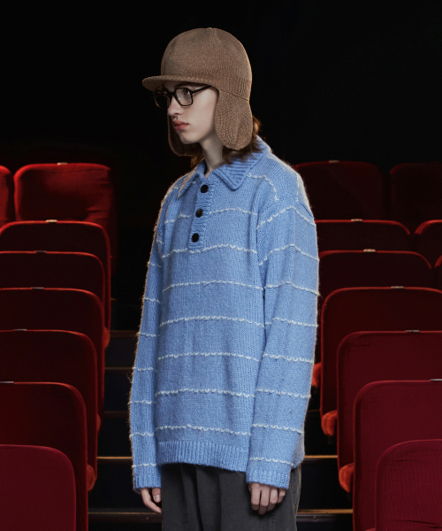 UNALLOYED（アナロイド）の「ステッチラグビーポロニット/スカイブルー（ニット/セーター・メンズ・その他・MEDIUM/LARGE）」の2枚目の写真