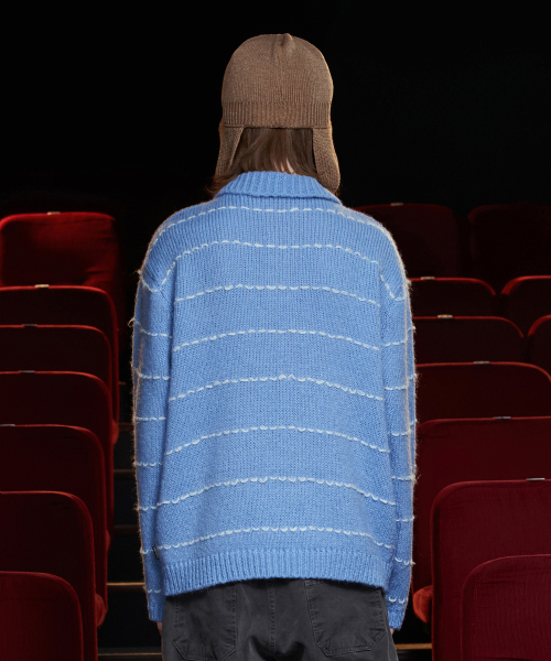 UNALLOYED（アナロイド）の「ステッチラグビーポロニット/スカイブルー（ニット/セーター・メンズ・その他・MEDIUM/LARGE）」の3枚目の写真