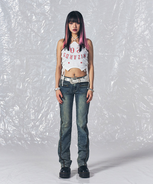 SCHISM INDUCING(スキズムインデューシング)の「ZIPPER FLARED JEANS BLUE(デニムパンツ・レディース・その他・SMALL/MEDIUM)」の15枚目の写真