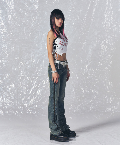 SCHISM INDUCING(スキズムインデューシング)の「ZIPPER FLARED JEANS BLUE(デニムパンツ・レディース・その他・SMALL/MEDIUM)」の16枚目の写真