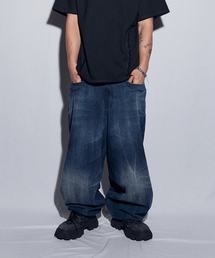 BLR（ビーエルアール）の「Dirty Oil Washed Wide Denim Pants Blue（デニムパンツ）」