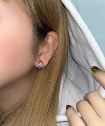 UP START（アップスタート）の「ストーン付きフープイヤリング(RO)（イヤリング）」