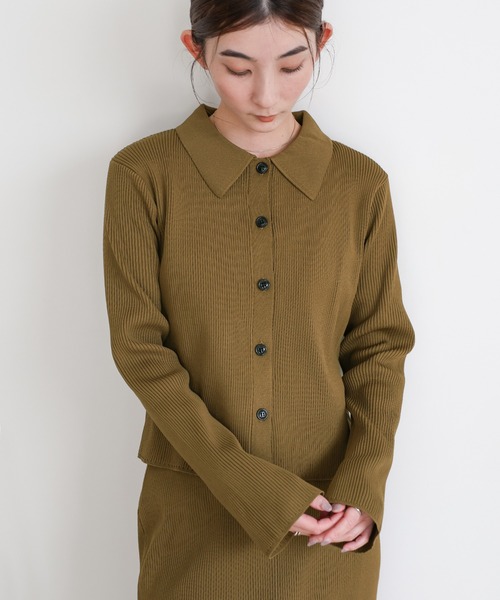 select MOCA（セレクトモカ）の「【軽量】スポンディッシュポロニットカーディガン / セットアップ対応可（カーディガン/ボレロ・レディース・アイボリー/ブラック/スミクロ/キャメル・FREE）」の4枚目の写真