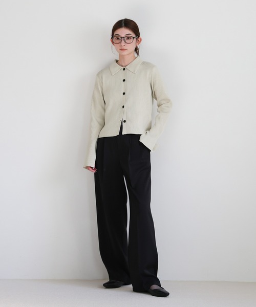 select MOCA（セレクトモカ）の「【軽量】スポンディッシュポロニットカーディガン / セットアップ対応可（カーディガン/ボレロ・レディース・アイボリー/ブラック/スミクロ/キャメル・FREE）」の5枚目の写真