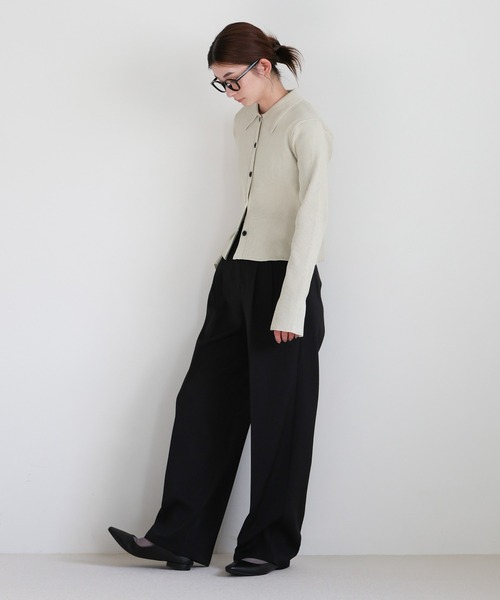 select MOCA（セレクトモカ）の「【軽量】スポンディッシュポロニットカーディガン / セットアップ対応可（カーディガン/ボレロ・レディース・アイボリー/ブラック/スミクロ/キャメル・FREE）」の12枚目の写真