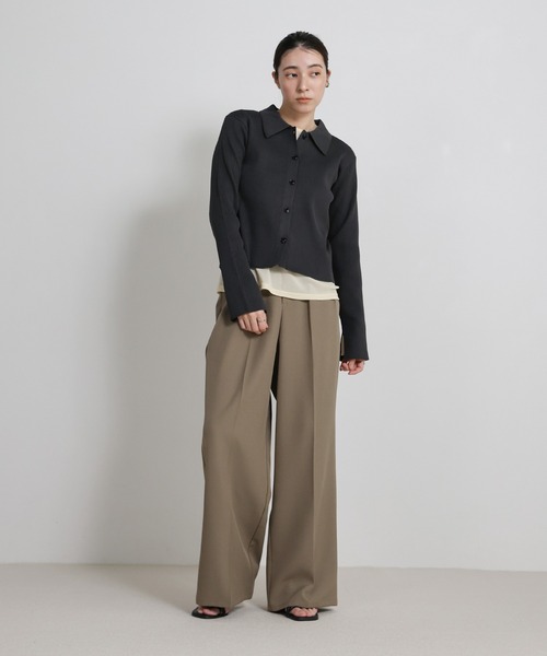 select MOCA（セレクトモカ）の「【軽量】スポンディッシュポロニットカーディガン / セットアップ対応可（カーディガン/ボレロ・レディース・アイボリー/ブラック/スミクロ/キャメル・FREE）」の6枚目の写真