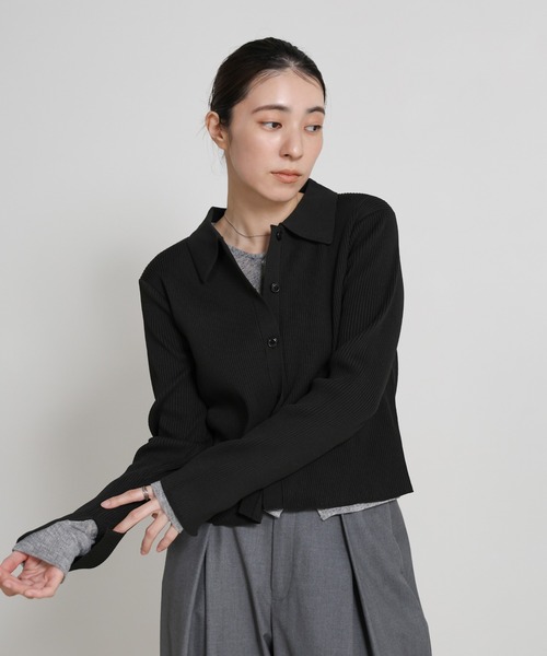 セール】【軽量】スポンディッシュポロニットカーディガン