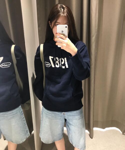 MMLG（エムエムエルジー）の「[Mmlg] WAVY LOGO HOOD KNIT (NAVY)（パーカー・レディース・その他・SMALL/MEDIUM/LARGE/X-LARGE）」の8枚目の写真