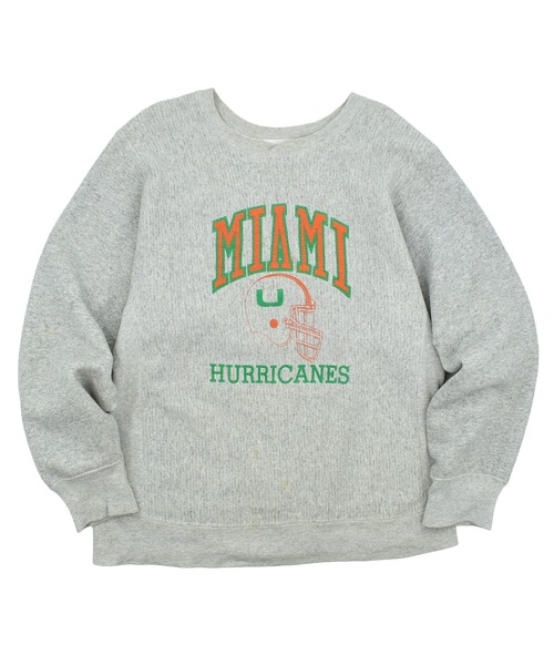 HANES(ヘインズ)の「【USED】90’s Hanes “Miami Hurricanes” リバースタイプ スウェット USA製(スウェット・メンズ・グレー・LARGE)」の1枚目の写真