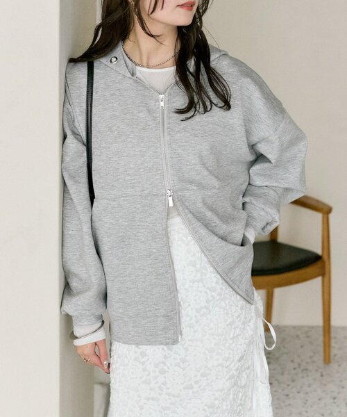 mystic（ミスティック）の「WZIPフーディーパーカー（パーカー・レディース・グレー/チャコールグレー/アイボリー・FREE）」の3枚目の写真