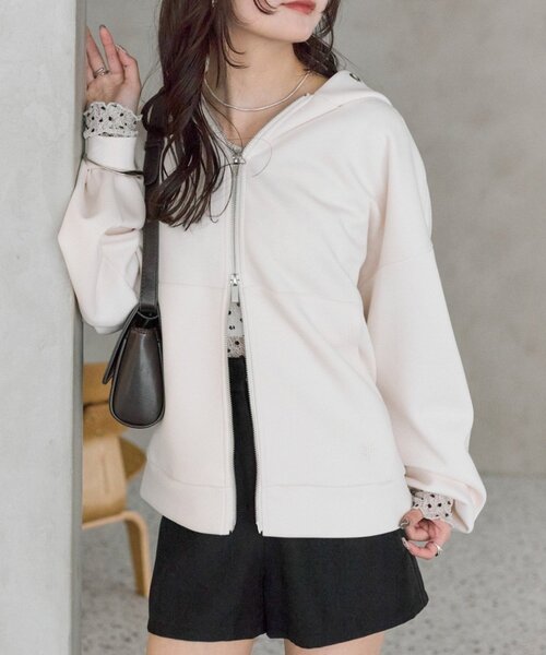 mystic（ミスティック）の「WZIPフーディーパーカー（パーカー・レディース・グレー/チャコールグレー/アイボリー・FREE）」の2枚目の写真