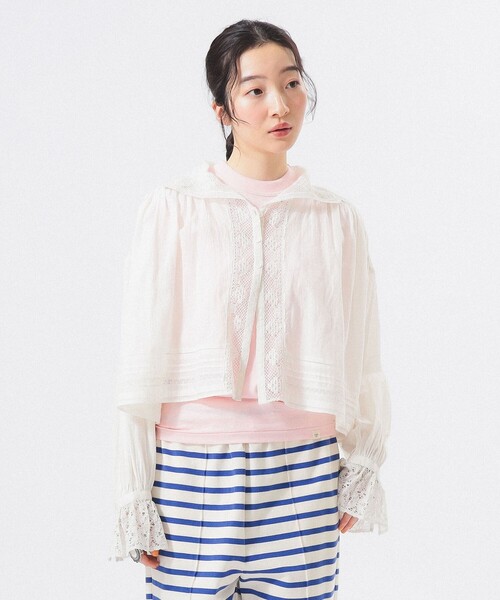 BEAMS BOY（ビームスボーイ）の「ヴィンテージ レース ブラウス（シャツ/ブラウス・レディース・ミント/ブラック/オフホワイト・ONE SIZE）」の7枚目の写真