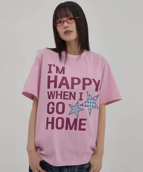 WaiKei(ワイケイ)の「I am HAPPY 半袖Tシャツ ピンク(Tシャツ/カットソー・レディース・その他・1/2/0)」の1枚目の写真