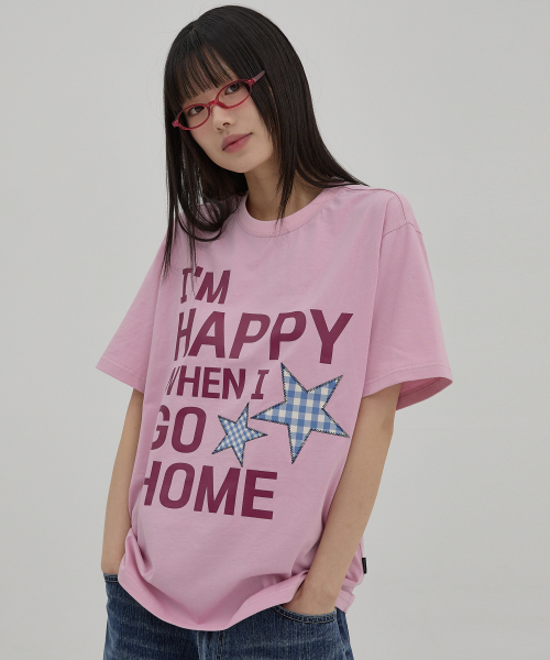 WaiKei(ワイケイ)の「I am HAPPY 半袖Tシャツ ピンク(Tシャツ/カットソー・レディース・その他・1/2/0)」の2枚目の写真