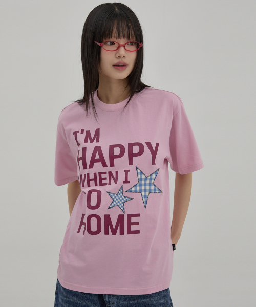 WaiKei(ワイケイ)の「I am HAPPY 半袖Tシャツ ピンク(Tシャツ/カットソー・レディース・その他・1/2/0)」の4枚目の写真
