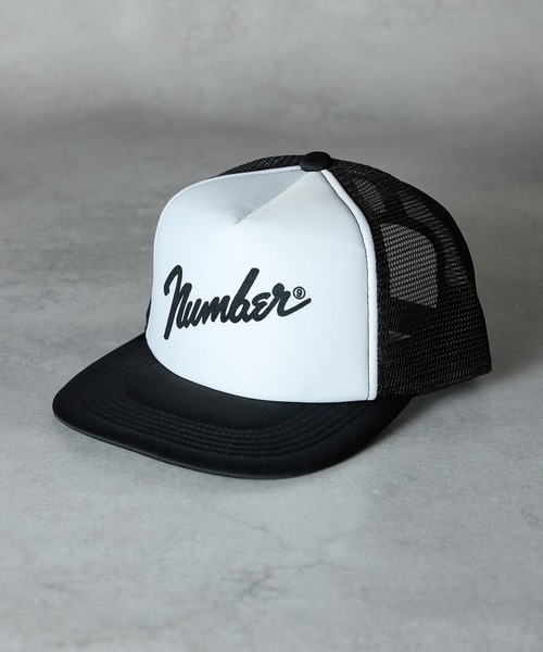 NUMBER (N)INE（ナンバーナイン）の「Number⑨ PRINTED MESH CAP / ナンバーナイン ロゴプリント メッシュキャップ（キャップ・メンズ・ブラック/ホワイト×ブラック・FREE）」の7枚目の写真
