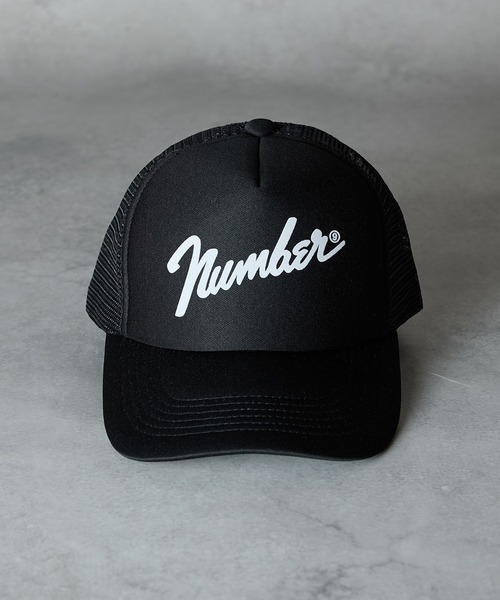 NUMBER (N)INE（ナンバーナイン）の「Number⑨ PRINTED MESH CAP / ナンバーナイン ロゴプリント メッシュキャップ（キャップ・メンズ・ブラック/ホワイト×ブラック・FREE）」の8枚目の写真