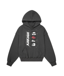 AAKAM | Buttoned Patch Hoodie (Black)(パーカー)