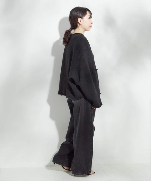 journal standard L'essage（ジャーナルスタンダードレサージュ）の「《追加4》【SP】GIOLICATWEED ドルマンジャケット（ノーカラージャケット・レディース・ブラック系その他/ブラック・FREE）」の9枚目の写真