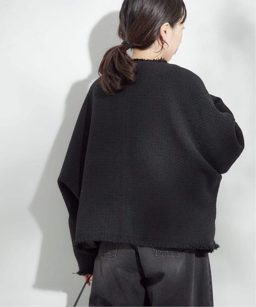 journal standard L'essage（ジャーナルスタンダードレサージュ）の「《追加4》【SP】GIOLICATWEED ドルマンジャケット（ノーカラージャケット・レディース・ブラック系その他/ブラック・FREE）」の10枚目の写真