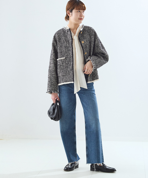 journal standard L'essage（ジャーナルスタンダードレサージュ）の「《追加4》【SP】GIOLICATWEED ドルマンジャケット（ノーカラージャケット・レディース・ブラック系その他/ブラック・FREE）」の15枚目の写真