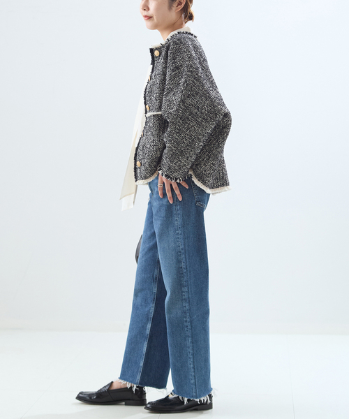 journal standard L'essage（ジャーナルスタンダードレサージュ）の「《追加4》【SP】GIOLICATWEED ドルマンジャケット（ノーカラージャケット・レディース・ブラック系その他/ブラック・FREE）」の16枚目の写真