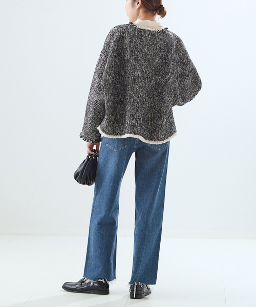 journal standard L'essage（ジャーナルスタンダードレサージュ）の「《追加4》【SP】GIOLICATWEED ドルマンジャケット（ノーカラージャケット・レディース・ブラック系その他/ブラック・FREE）」の17枚目の写真