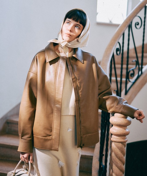 mysty woman(ミスティウーマン)の「アソートフェイクレザーブルゾン 641528(ブルゾン・レディース・モカ/ブラック/ブラウン系その他・FREE)」の2枚目の写真