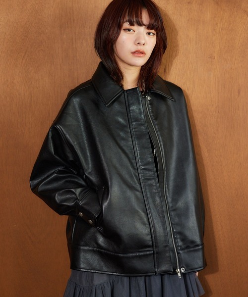 mysty woman(ミスティウーマン)の「アソートフェイクレザーブルゾン 641528(ブルゾン・レディース・モカ/ブラック/ブラウン系その他・FREE)」の17枚目の写真