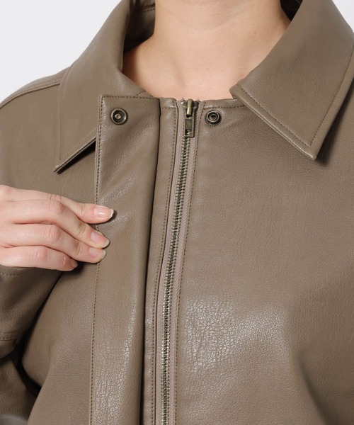 mysty woman(ミスティウーマン)の「アソートフェイクレザーブルゾン 641528(ブルゾン・レディース・モカ/ブラック/ブラウン系その他・FREE)」の4枚目の写真