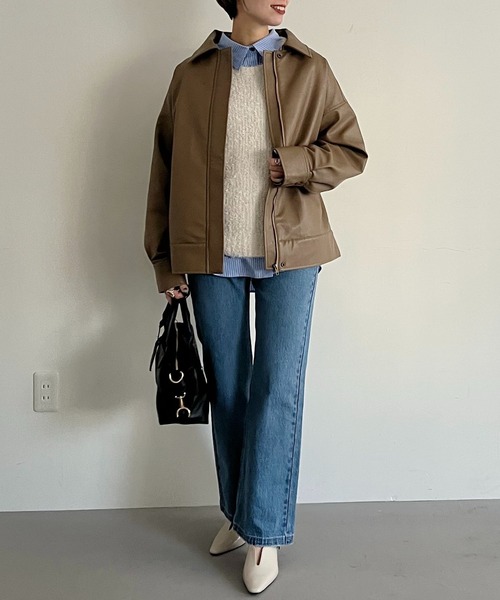 mysty woman(ミスティウーマン)の「アソートフェイクレザーブルゾン 641528(ブルゾン・レディース・モカ/ブラック/ブラウン系その他・FREE)」の19枚目の写真