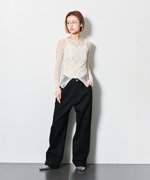 CITYSHOP(シティーショップ)の「《追加》EUCHRONIA 別注 LACE LONG SLEEVE 2:カットソー(Tシャツ/カットソー・レディース・ブラック/ホワイト・FREE)」の7枚目の写真