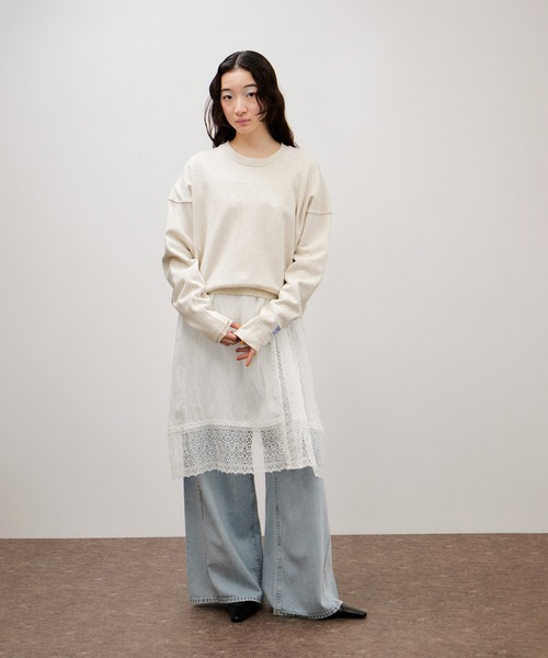 ADAM ET ROPE'（アダムエロペ）の「【サステナブル】レースワンピーススカート（スカート・レディース・ブラック/ホワイト・FREE）」の3枚目の写真