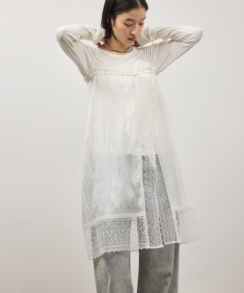 ADAM ET ROPE'（アダムエロペ）の「【サステナブル】レースワンピーススカート（スカート・レディース・ブラック/ホワイト・FREE）」の7枚目の写真