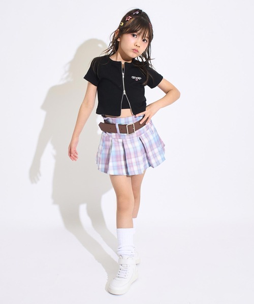 ANAP kids(アナップキッズ)の「ベルト 付 プリーツ スカート(スカート・キッズ・ラベンダー/ブルー系その他/ブラック/ピンク/パープル/ライトブルー・120/130/110)」の9枚目の写真